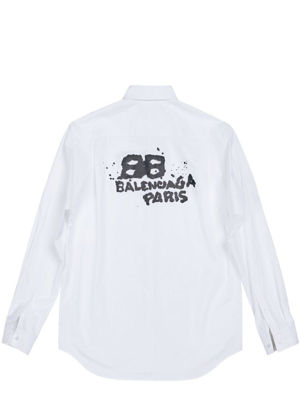 BALENCIAGA Hand Drawn BB Icon Long Sleeve Shirt Large Fit White