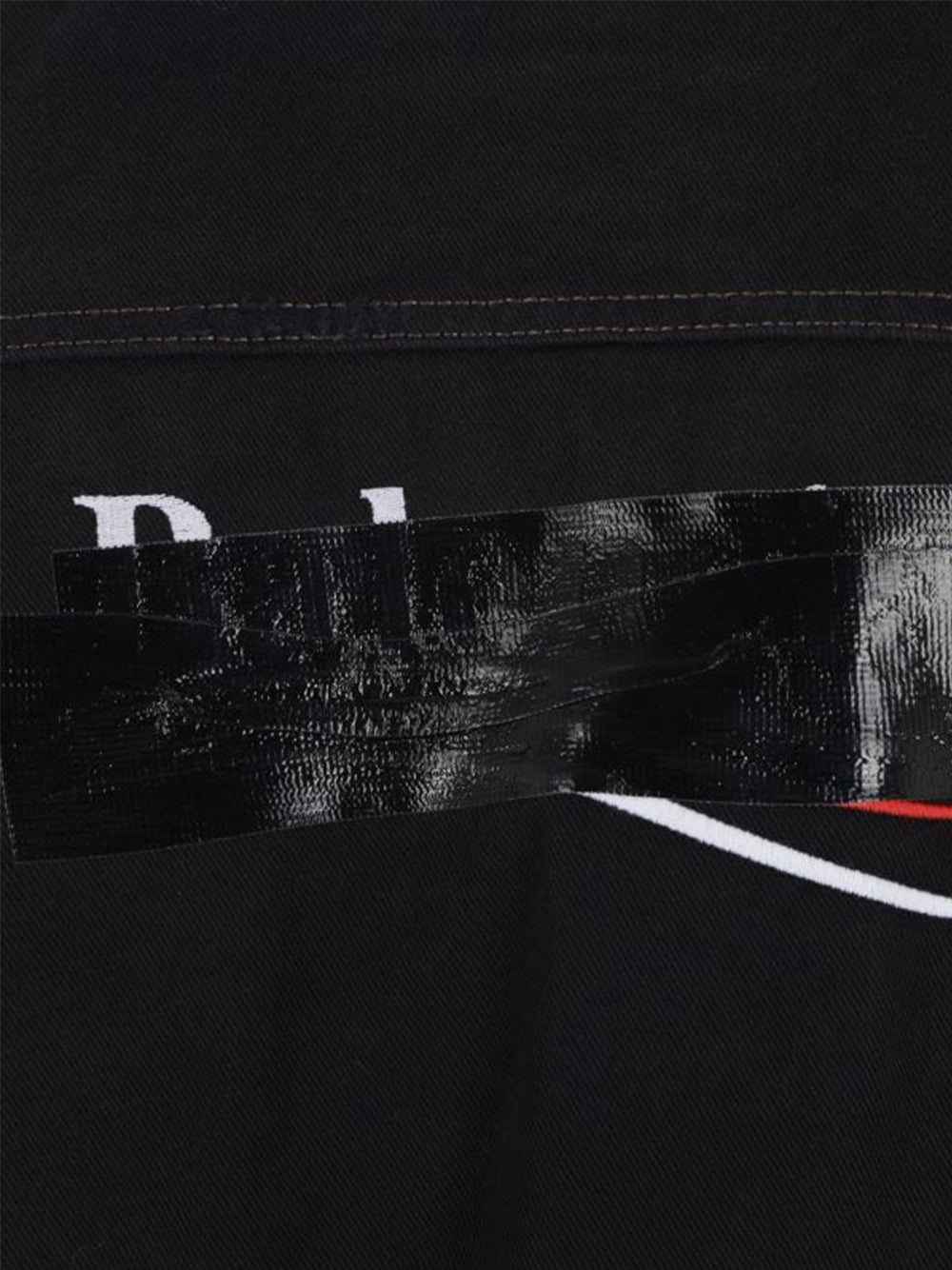 BALENCIAGA Oversized Jacket With Obscured Logo In Cotton Denim Black - MAISONDEFASHION.COM