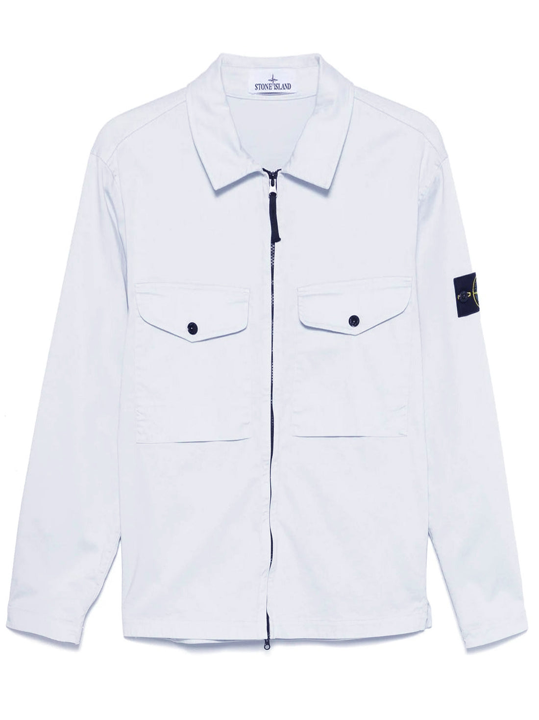 STONE ISLAND Compass-Badge Zipped Overshirt Light Blue