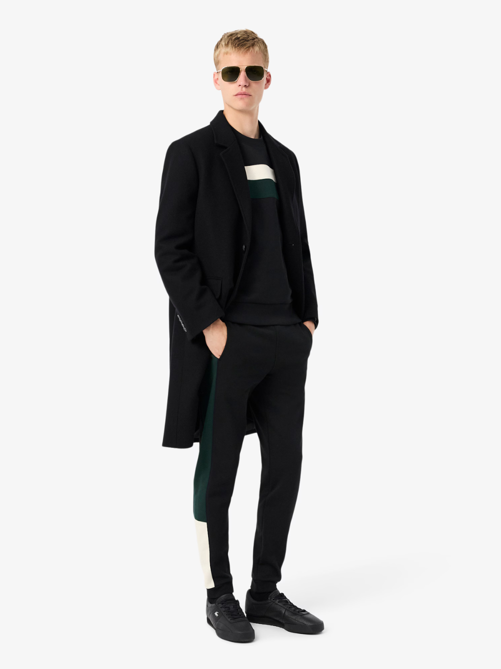 LACOSTE Colour-Block Fleece Sweatshirt - side view highlighting the sleeve design and colour transitions