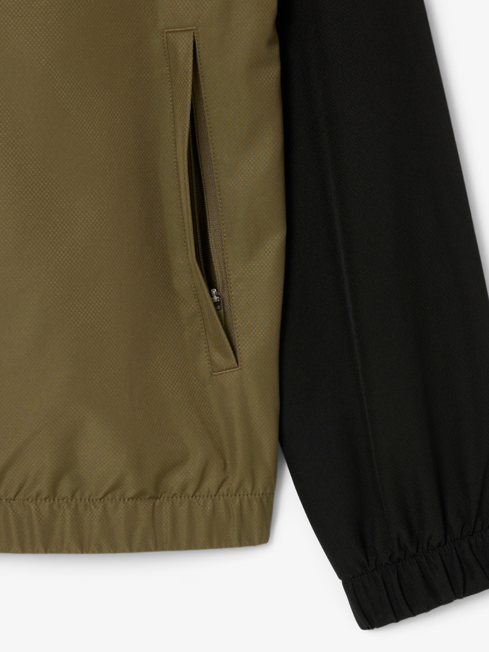 LACOSTE Diamond Taffeta tracksuit pants in Khaki Green - side seam and pocket detail view