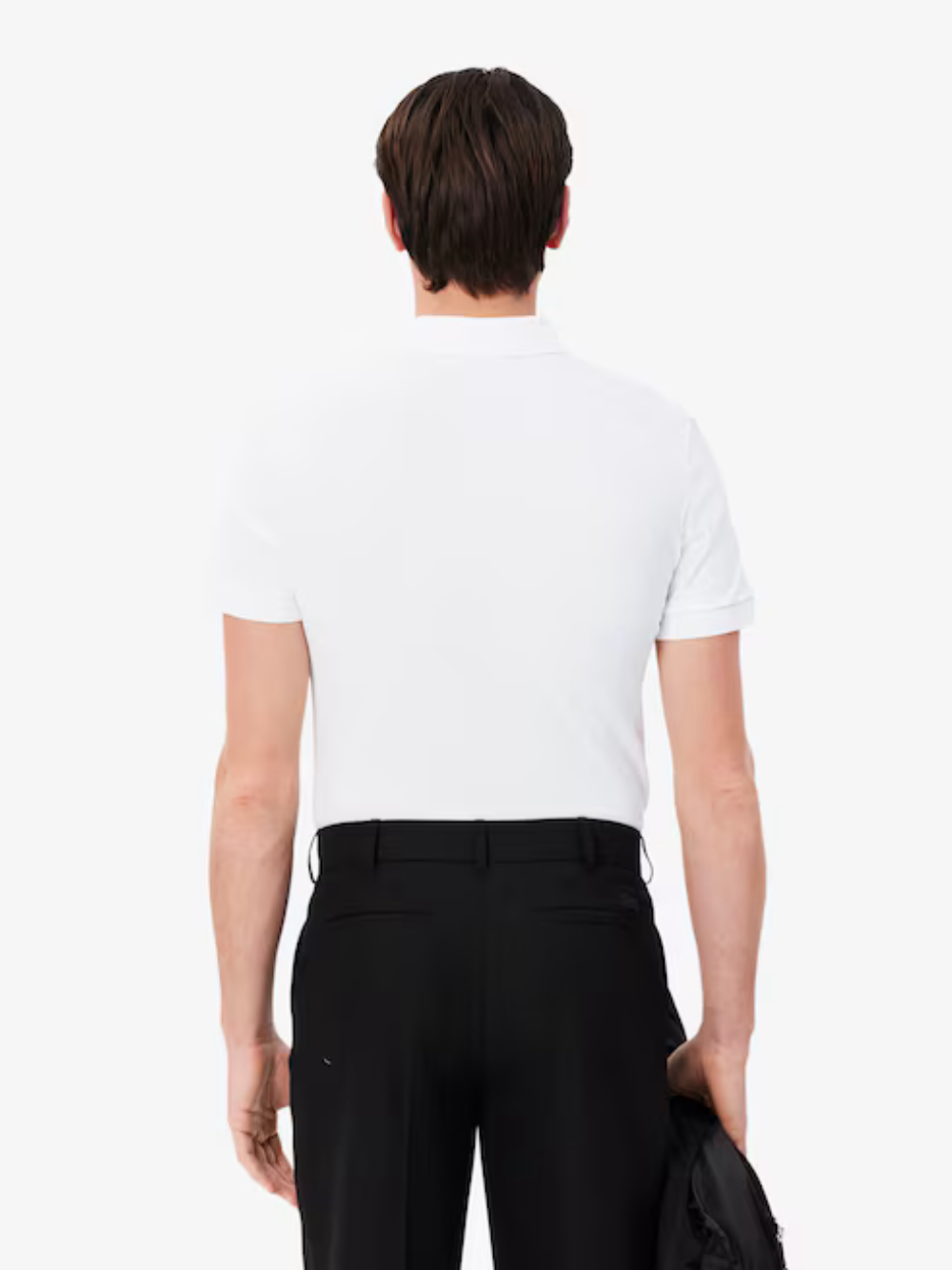 LACOSTE Regular Fit Paris Stretch Piqué Polo Shirt White - lifestyle shot or alternative angle showcasing the crisp white colour