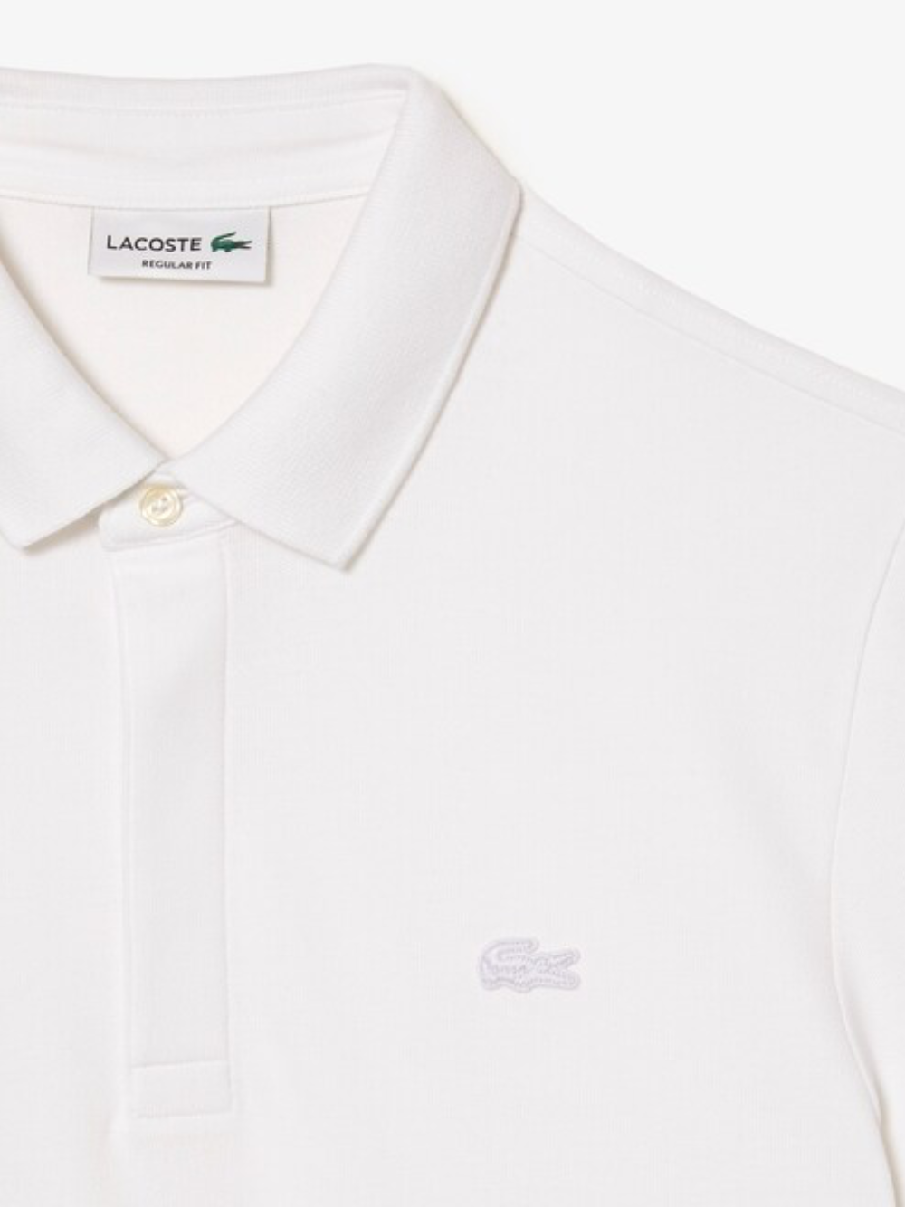 LACOSTE Regular Fit Paris Stretch Piqué Polo Shirt White - additional product detail or styling view demonstrating versatile design