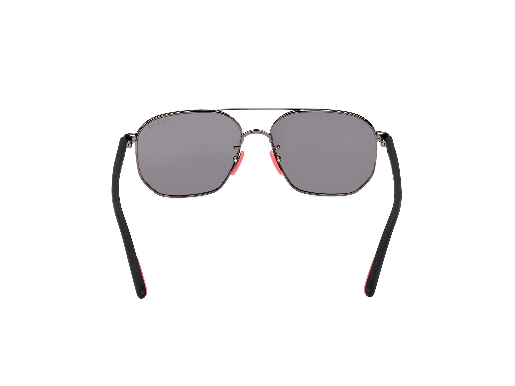MONCLER Flaperon Sunglasses Shiny Ruthenium Black Red