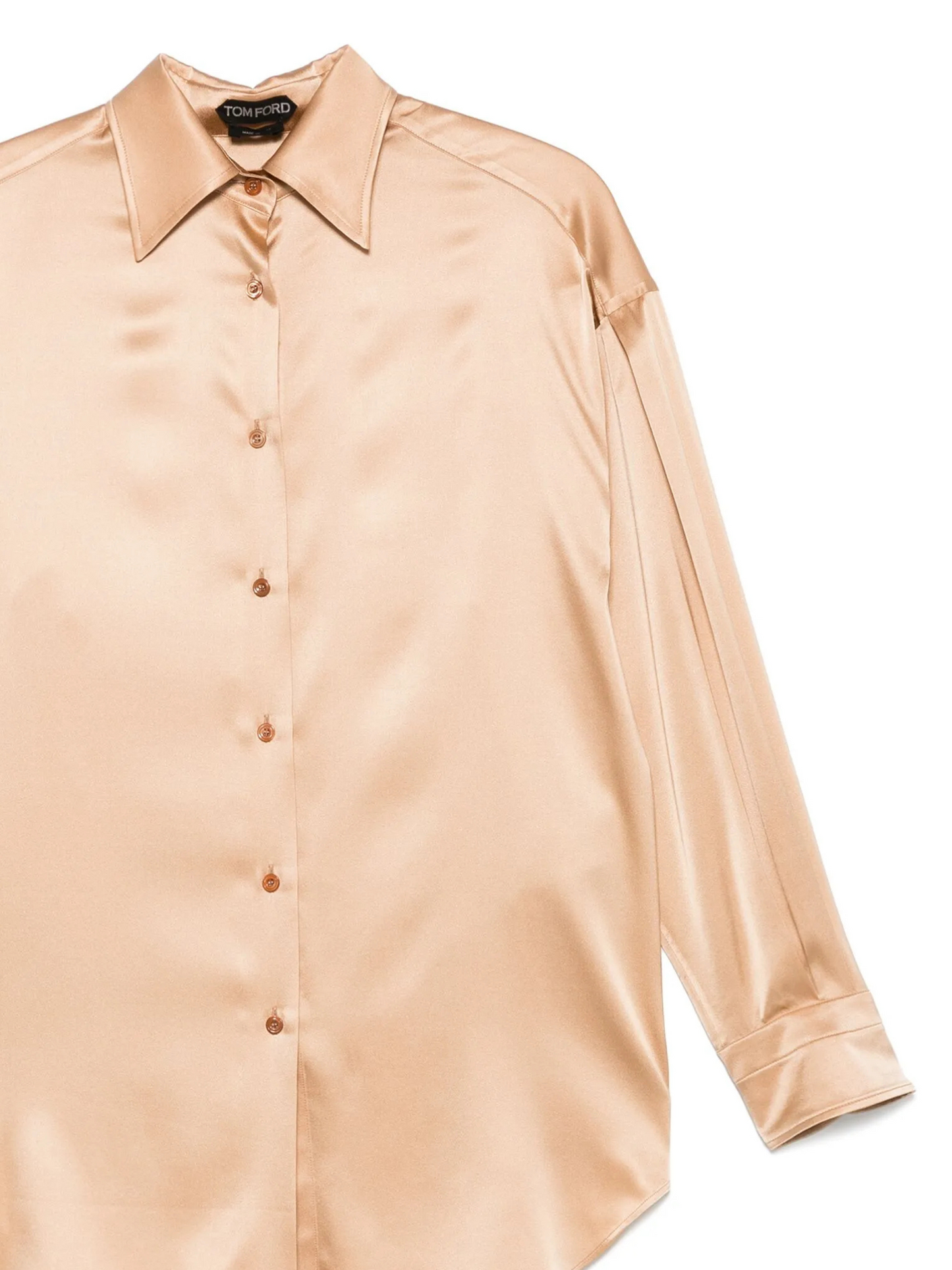 TOM FORD WOMEN Satin Shirt Light Beige MAISONDEFASHION.COM TOM FORD WOMEN Satin Shirt Light Beige MAISONDEFASHION.COM