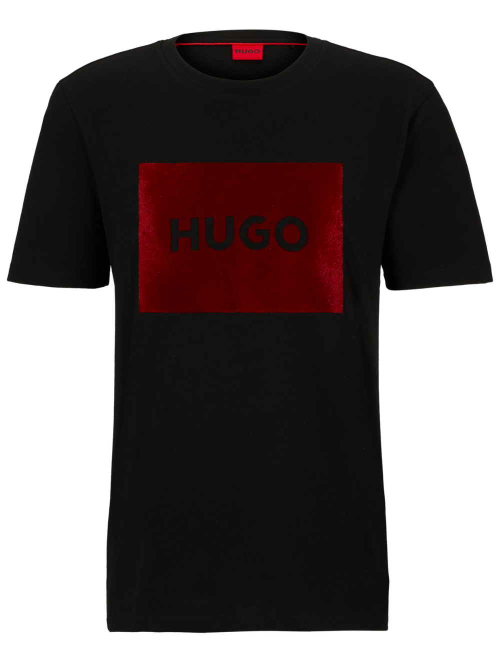 HUGO MEN Metallic Logo-print Cotton T-shirt Black - MAISONDEFASHION.COM