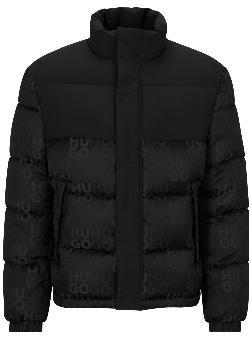 HUGO MEN Slim-fit Water-repellent Puffer Jacket Black - MAISONDEFASHION.COM