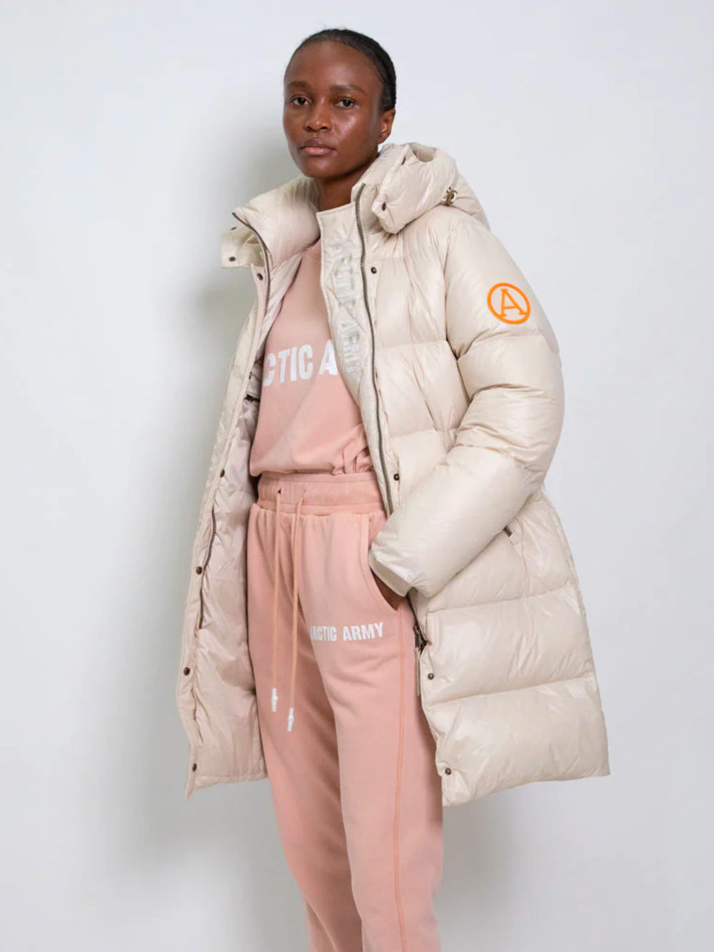 ARCTIC ARMY WOMEN Mid Length Puffer Chalk - MAISONDEFASHION.COM