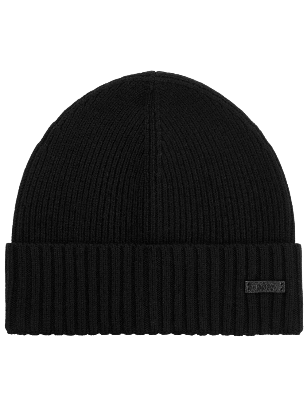 BOSS MEN Ribbed Beanie Hat Black - MAISONDEFASHION.COM