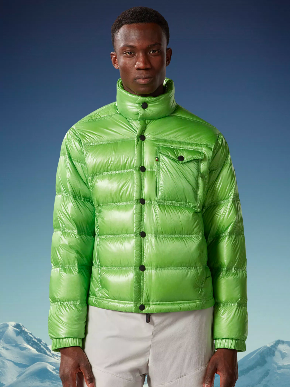 Moncler green down jacket online