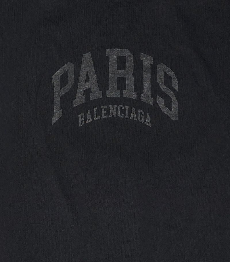 BALENCIAGA Cities Paris Medium Fit Cotton Blend T-Shirt Black/Grey - MAISONDEFASHION.COM