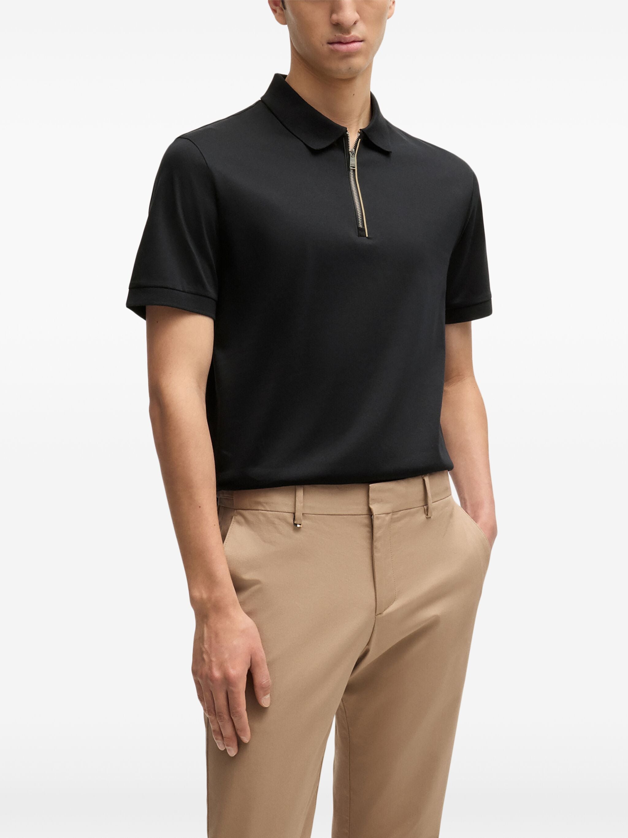 ポロシャツ BOSS C-Polston Zip-Fastening Polo Shirt Black BOSS C-Polston Zip-Fastening Polo Shirt Black