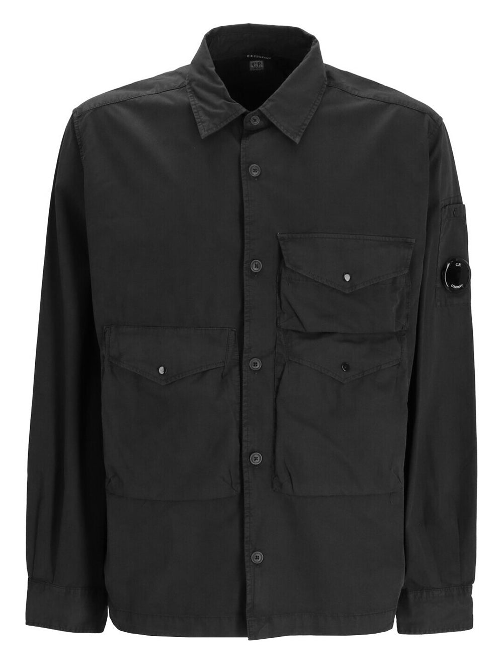 C.P. COMPANY Logo Lens Patch Detail Pocket Overshirt Black - MAISONDEFASHION.COM