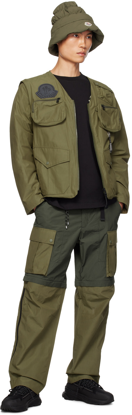 MONCLER GENIUS X PHARRELL WILLIAMS Poly Cotton Blend Logo Trousers / Shorts Olive - MAISONDEFASHION.COM