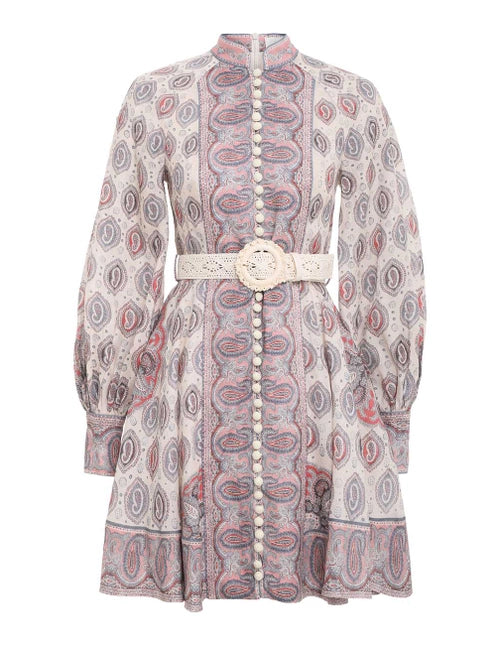 ZIMMERMANN Vitali Button Up Mini Dress Ivory Paisley - MAISONDEFASHION.COM