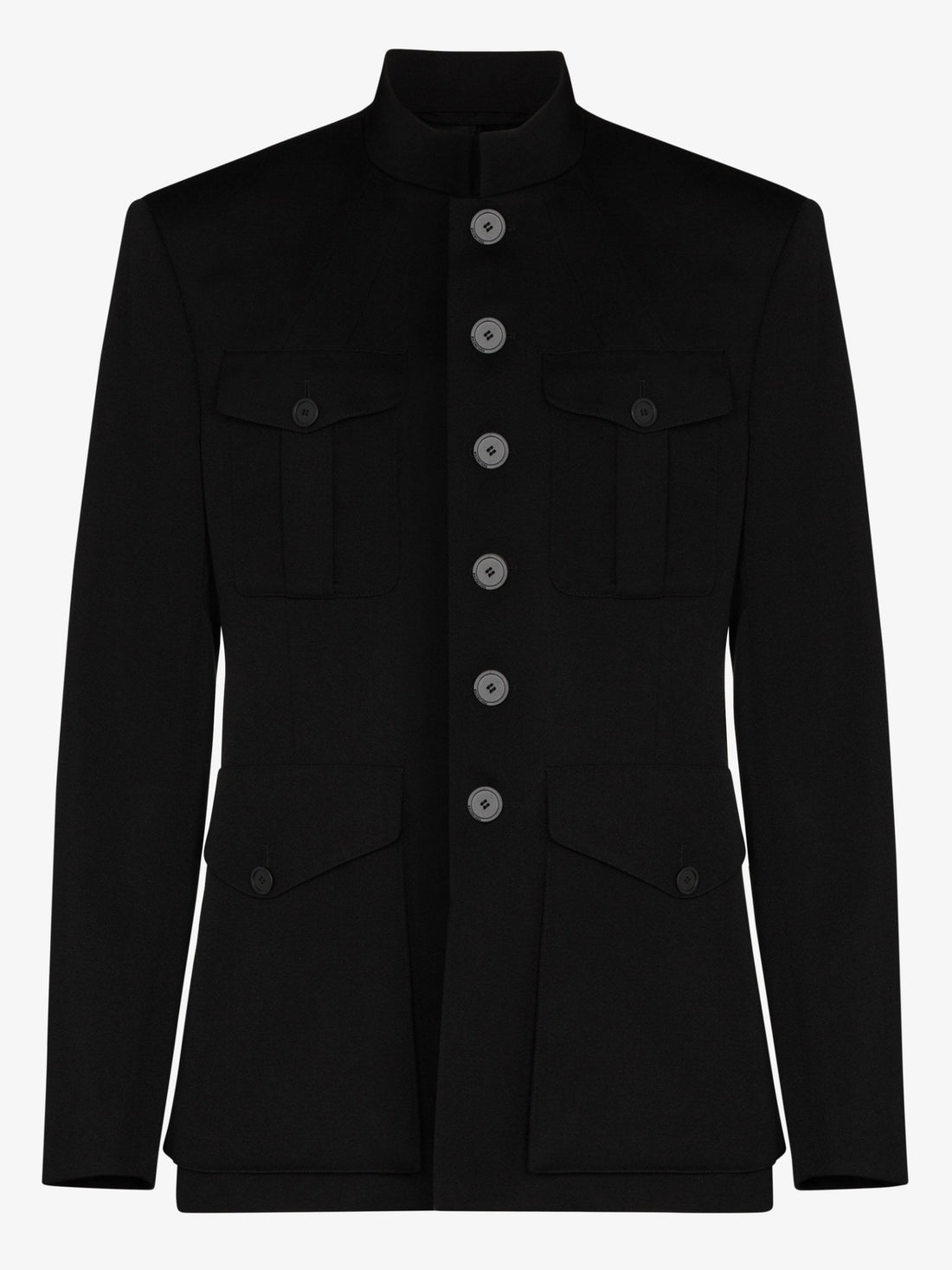 BALENCIAGA Buttoned Military-Inspired Jacket Black - Maison De Fashion 