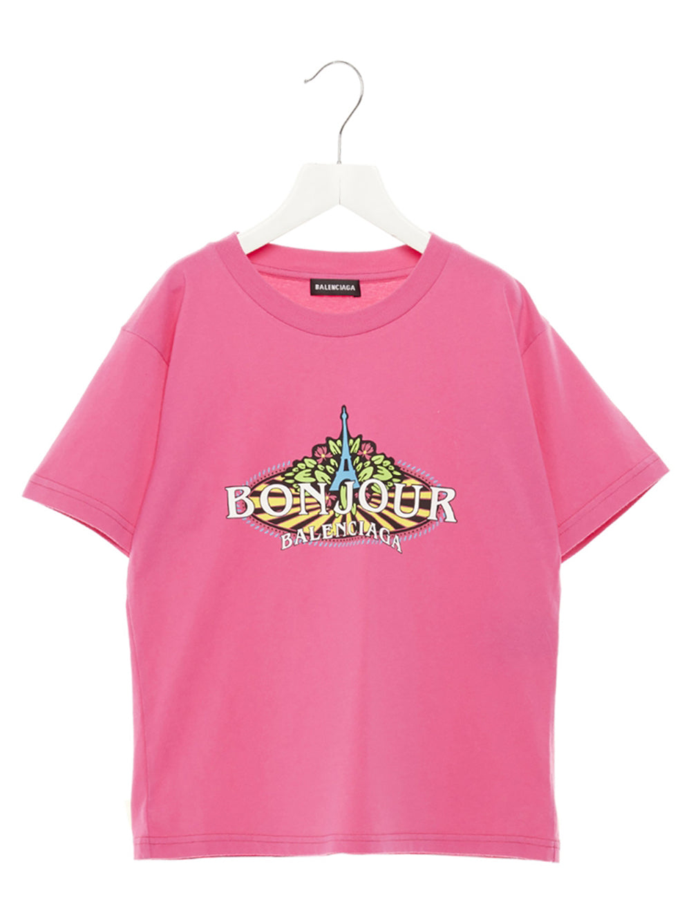 BALENCIAGA KIDS Bonjour Short-sleeved T-shirt Pink - MAISONDEFASHION.COM