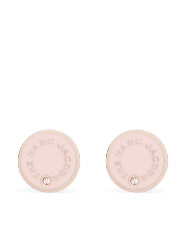 MARC JACOBS WOMEN Medallion Stud Earrings Sand/Rose Gold - MAISONDEFASHION.COM