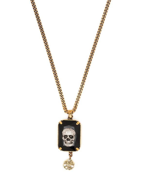 ALEXANDER MCQUEEN Skull Head Necklace Gold - MAISONDEFASHION.COM