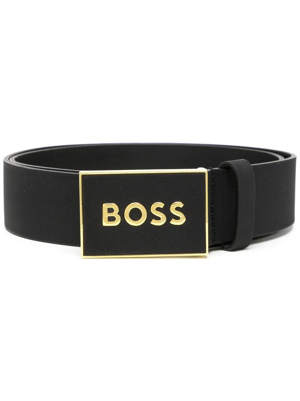 BOSS Metallic-logo Buckle Belt Black - MAISONDEFASHION.COM