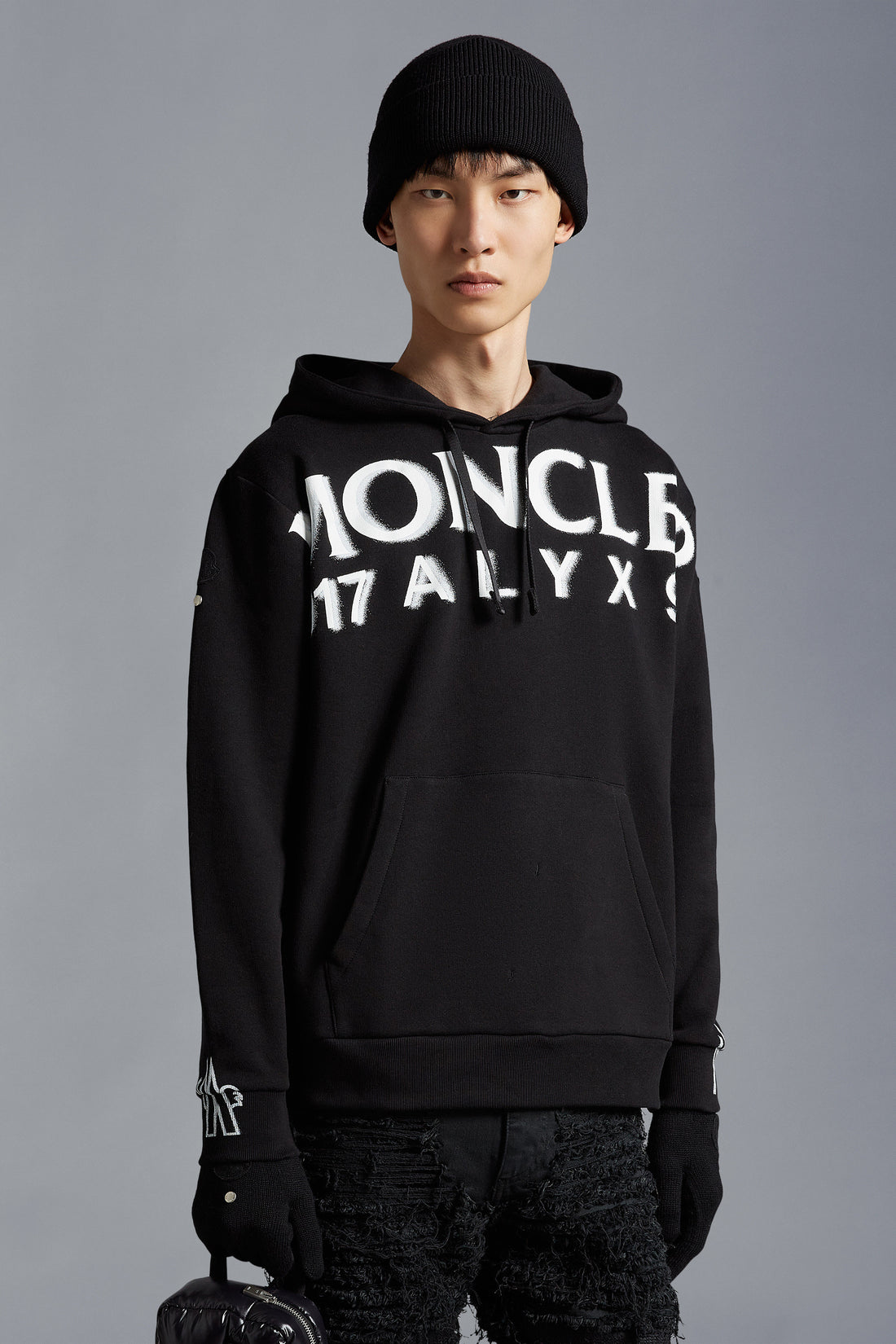 MONCLER GENIUS X 6 MONCLER 1017 ALYX 9SM Logo Print Hoodie Black - MAISONDEFASHION.COM