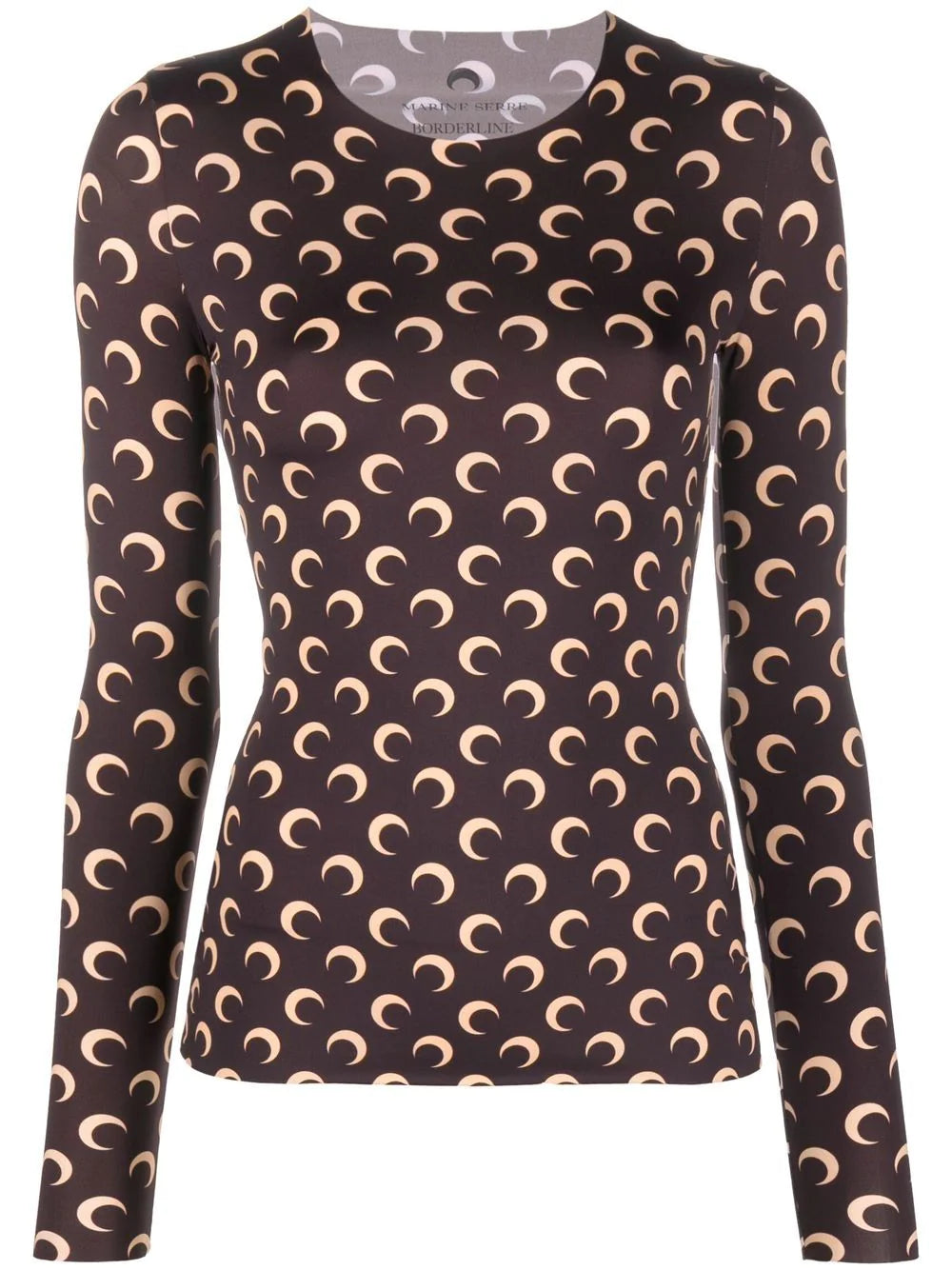 MARINE SERRE Crescent Moon-print T-shirt Brown - MAISONDEFASHION.COM