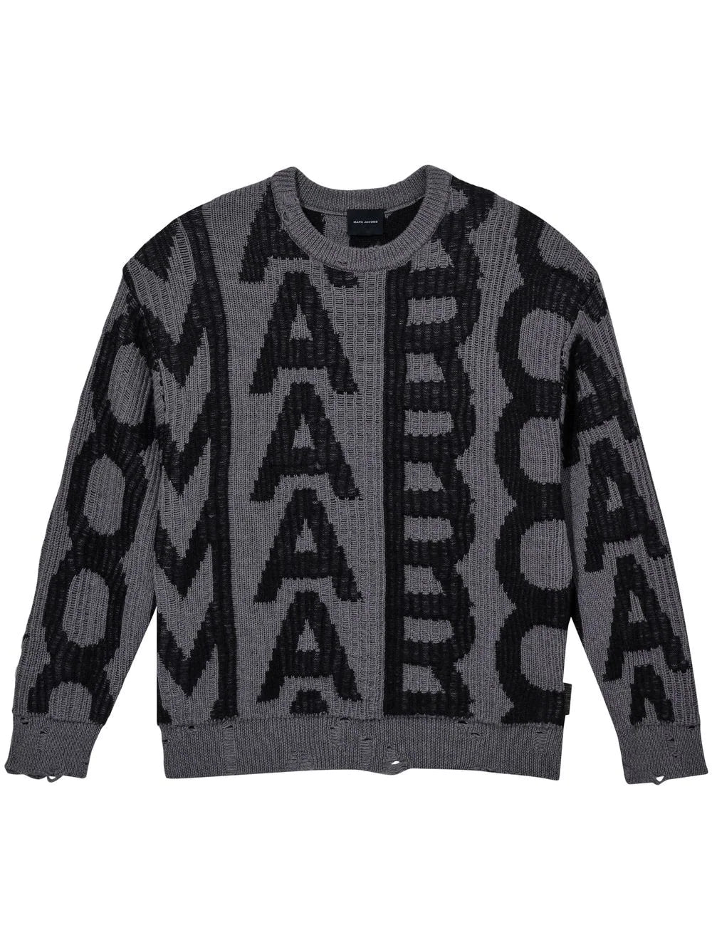 MARC JACOBS WOMEN Monogram Distressed Sweater Black/Charcoal - MAISONDEFASHION.COM