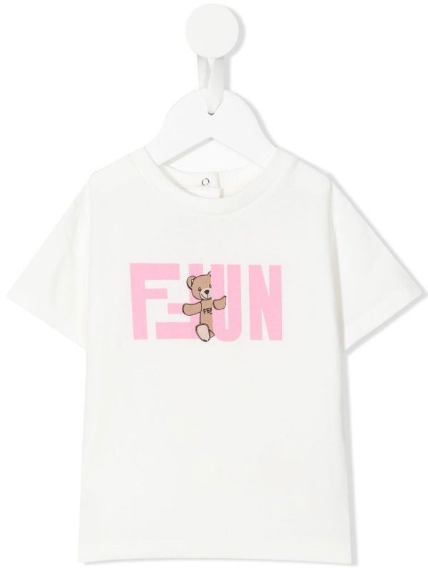 FENDI BABY Logo-print Short-sleeved T-shirt White - MAISONDEFASHION.COM
