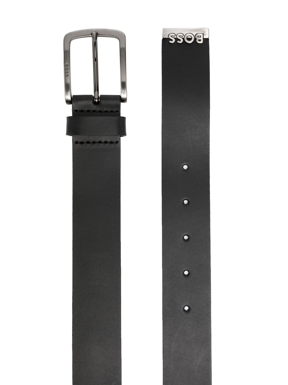 BOSS Logo-plaque Buckle Belt Black - MAISONDEFASHION.COM