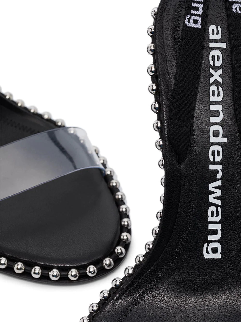 ALEXANDER WANG WOMEN Nova 120mm Stud-detail Sandals Black - MAISONDEFASHION.COM