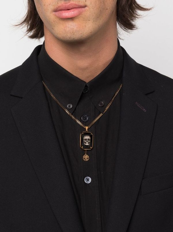 ALEXANDER MCQUEEN Skull Head Necklace Gold - MAISONDEFASHION.COM