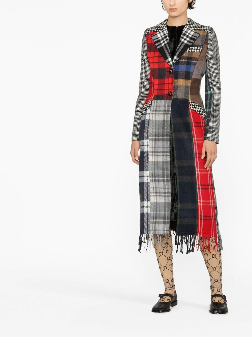 MARINE SERRE WOMEN Tartan Clash Tailored Coat Multicolour - MAISONDEFASHION.COM