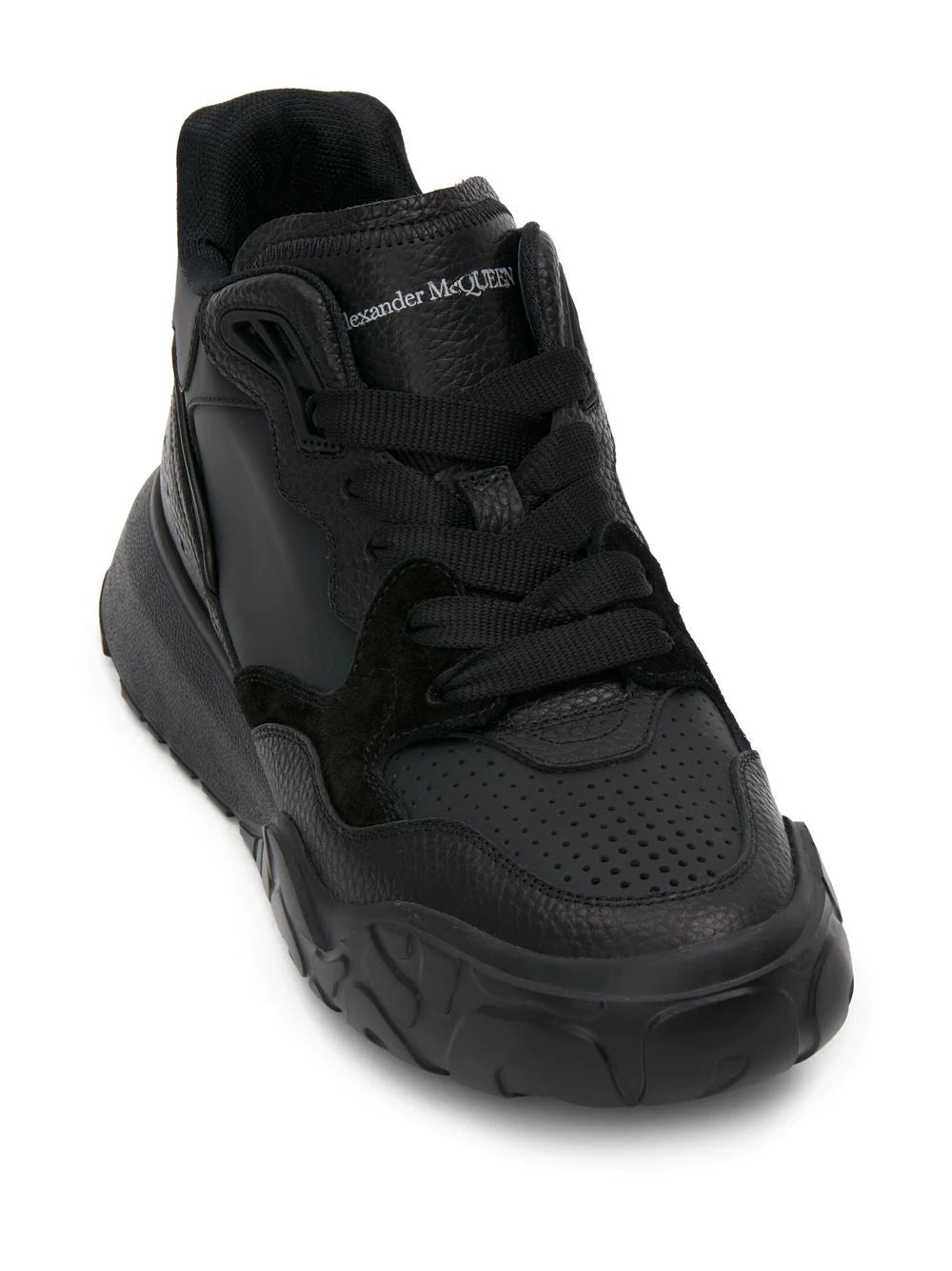 ALEXANDER MCQUEEN Leather Low-top Sneakers Black - MAISONDEFASHION.COM