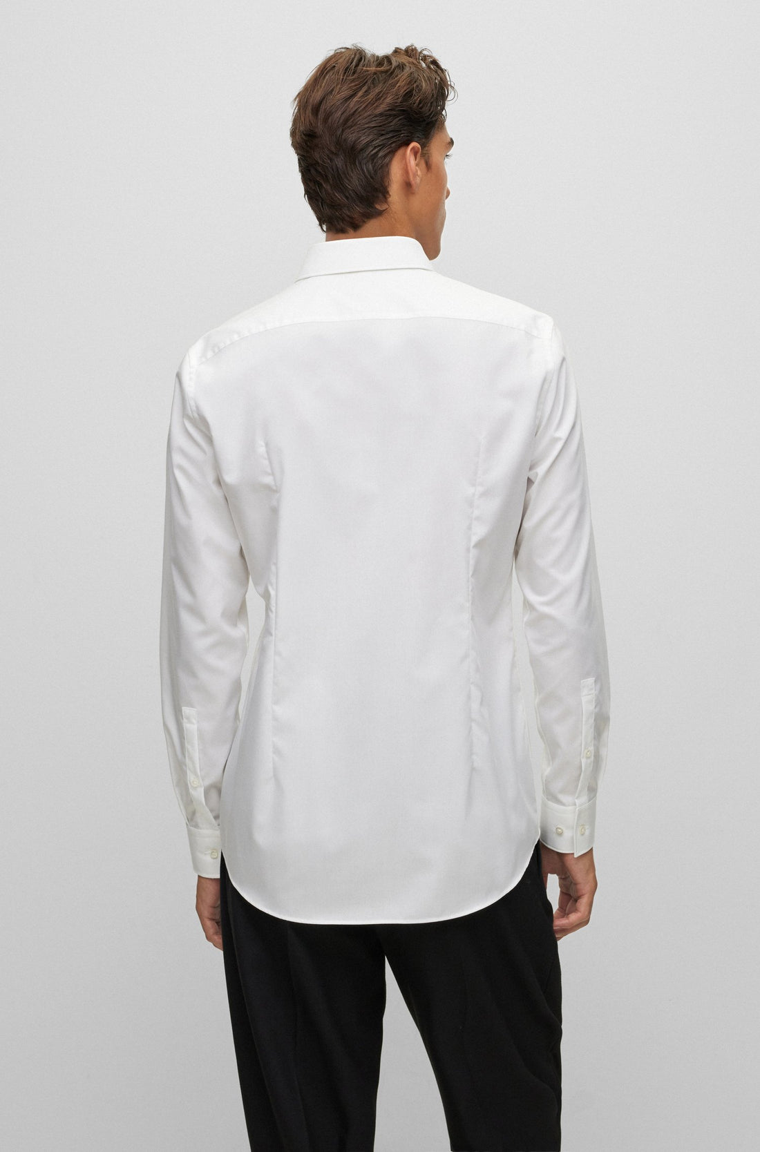 HUGO Contrasting-trim Detail Shirt Open White - MAISONDEFASHION.COM