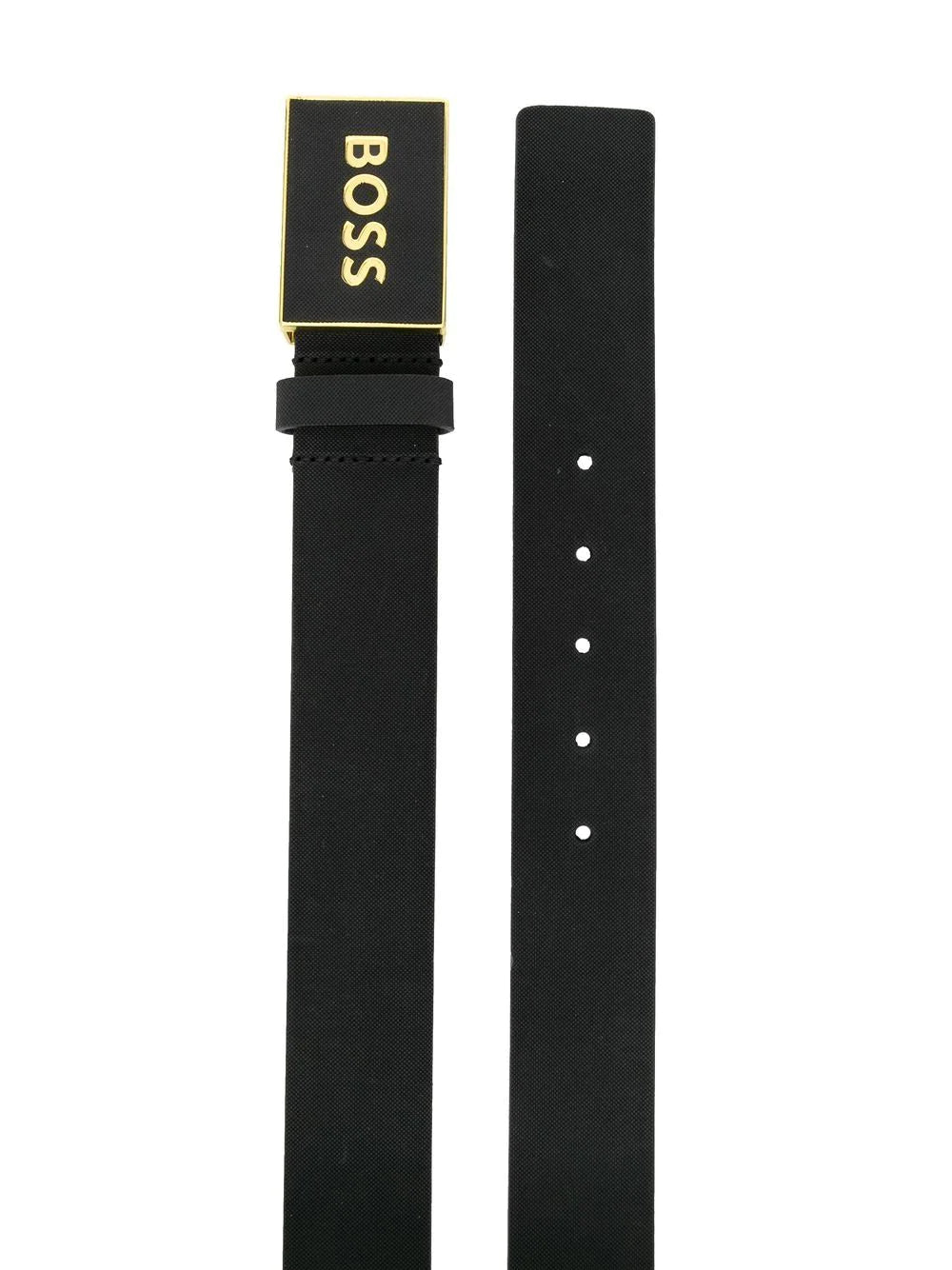 BOSS Metallic-logo Buckle Belt Black - MAISONDEFASHION.COM