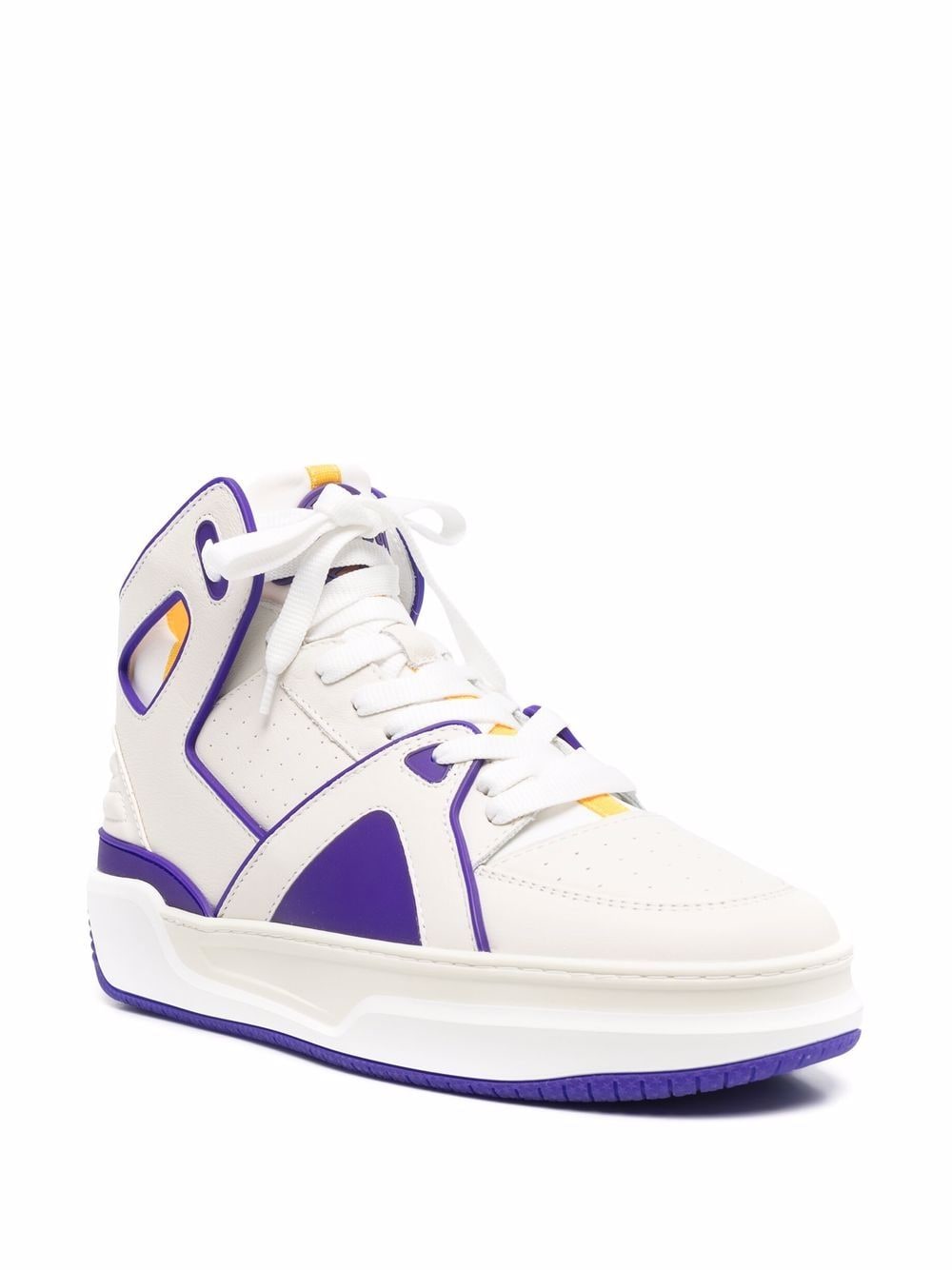 JUST DON Basketball JD1 High-top Sneakers White/Purple/Yellow - MAISONDEFASHION.COM