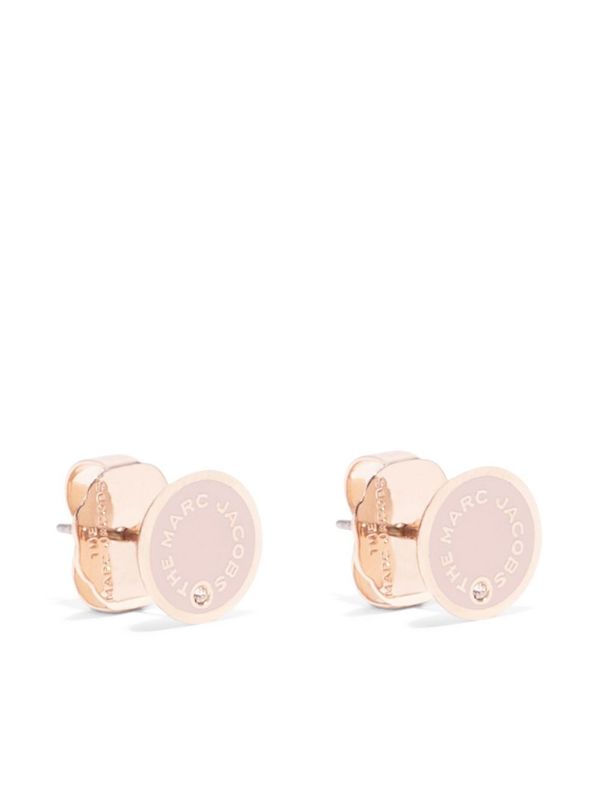 MARC JACOBS WOMEN Medallion Stud Earrings Sand/Rose Gold - MAISONDEFASHION.COM