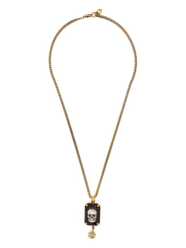 ALEXANDER MCQUEEN Skull Head Necklace Gold - MAISONDEFASHION.COM