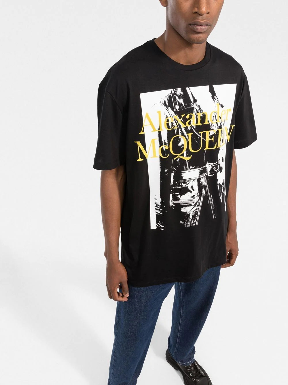 ALEXANDER MCQUEEN Logo-print Cotton T-shirt Black - MAISONDEFASHION.COM