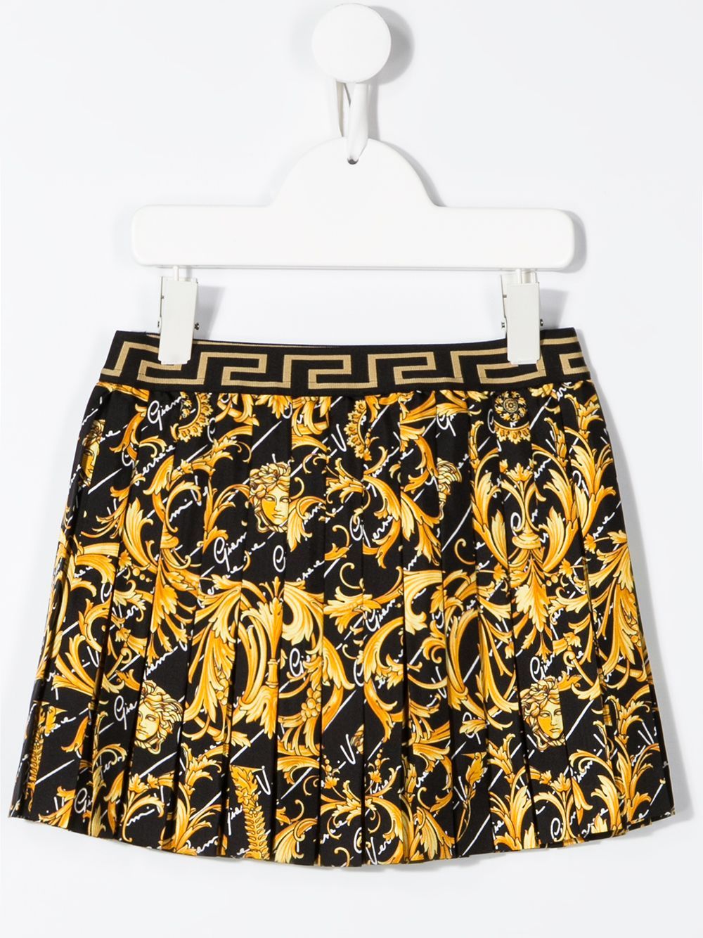 VERSACE KIDS Baroque Pattern Band Skirt Black/Gold - MAISONDEFASHION.COM