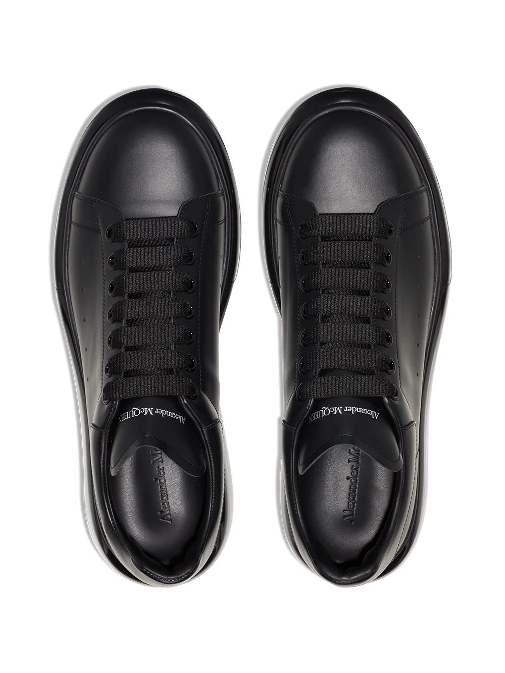 Alexander McQueen Oversized Clear Sole leather sneakers black - MAISONDEFASHION.COM