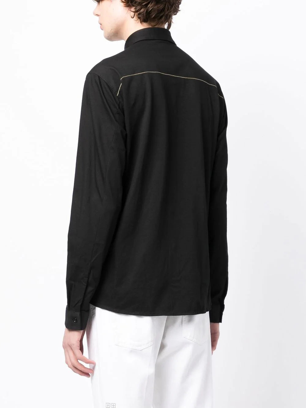 BOSS Logo-embroidered Long-sleeve Shirt Black - MAISONDEFASHION.COM