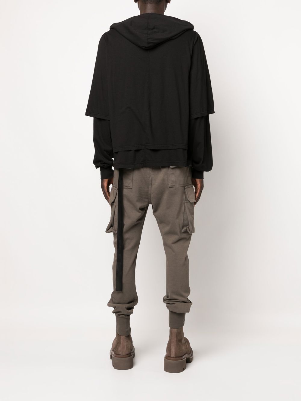 RICK OWENS DRKSHDW Logo-print Layered Hoodie Black/White - MAISONDEFASHION.COM