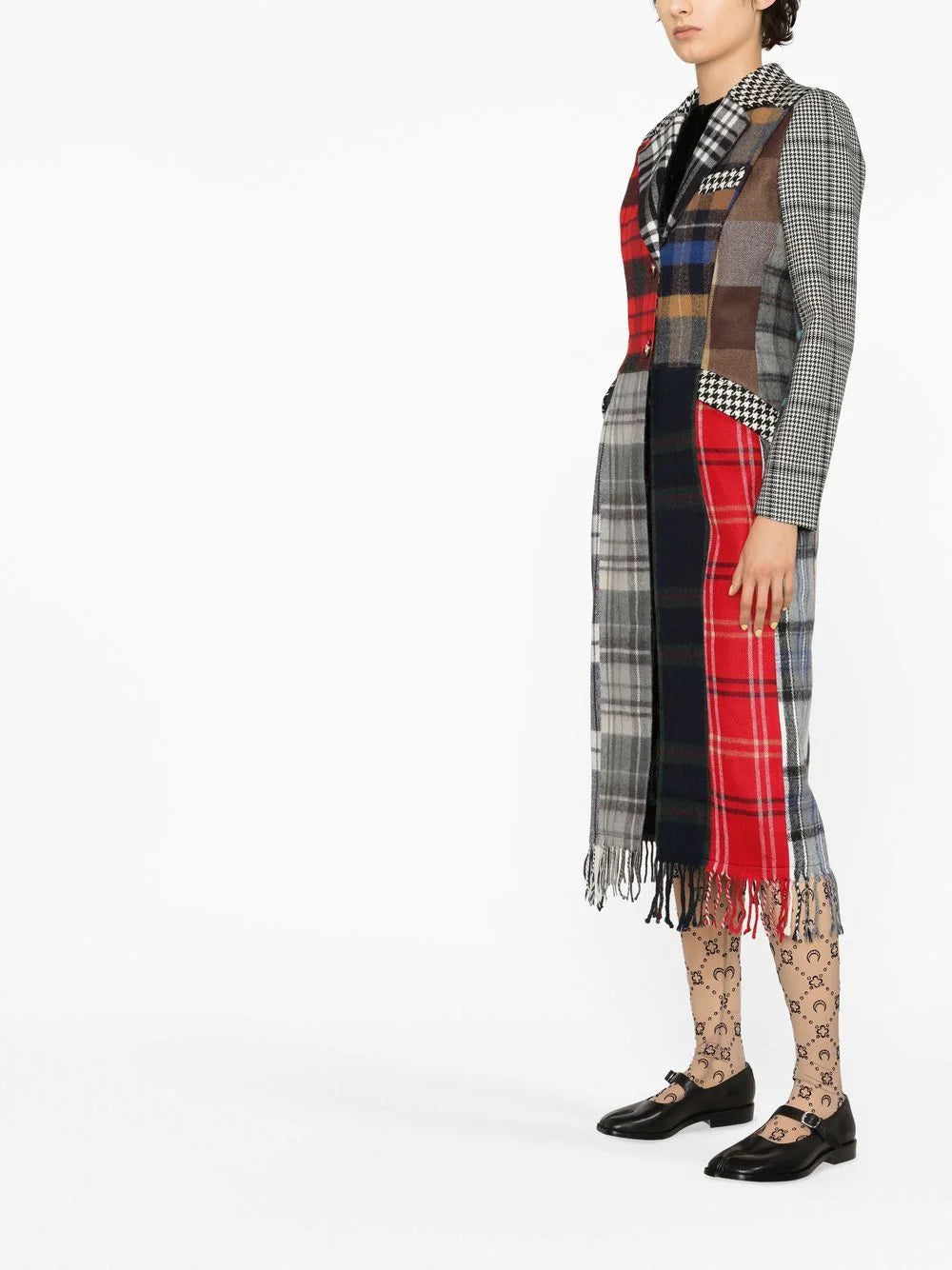 MARINE SERRE WOMEN Tartan Clash Tailored Coat Multicolour - MAISONDEFASHION.COM