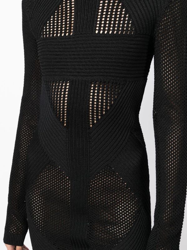 BALMAIN WOMEN Mesh Knit Short Dress Black - MAISONDEFASHION.COM