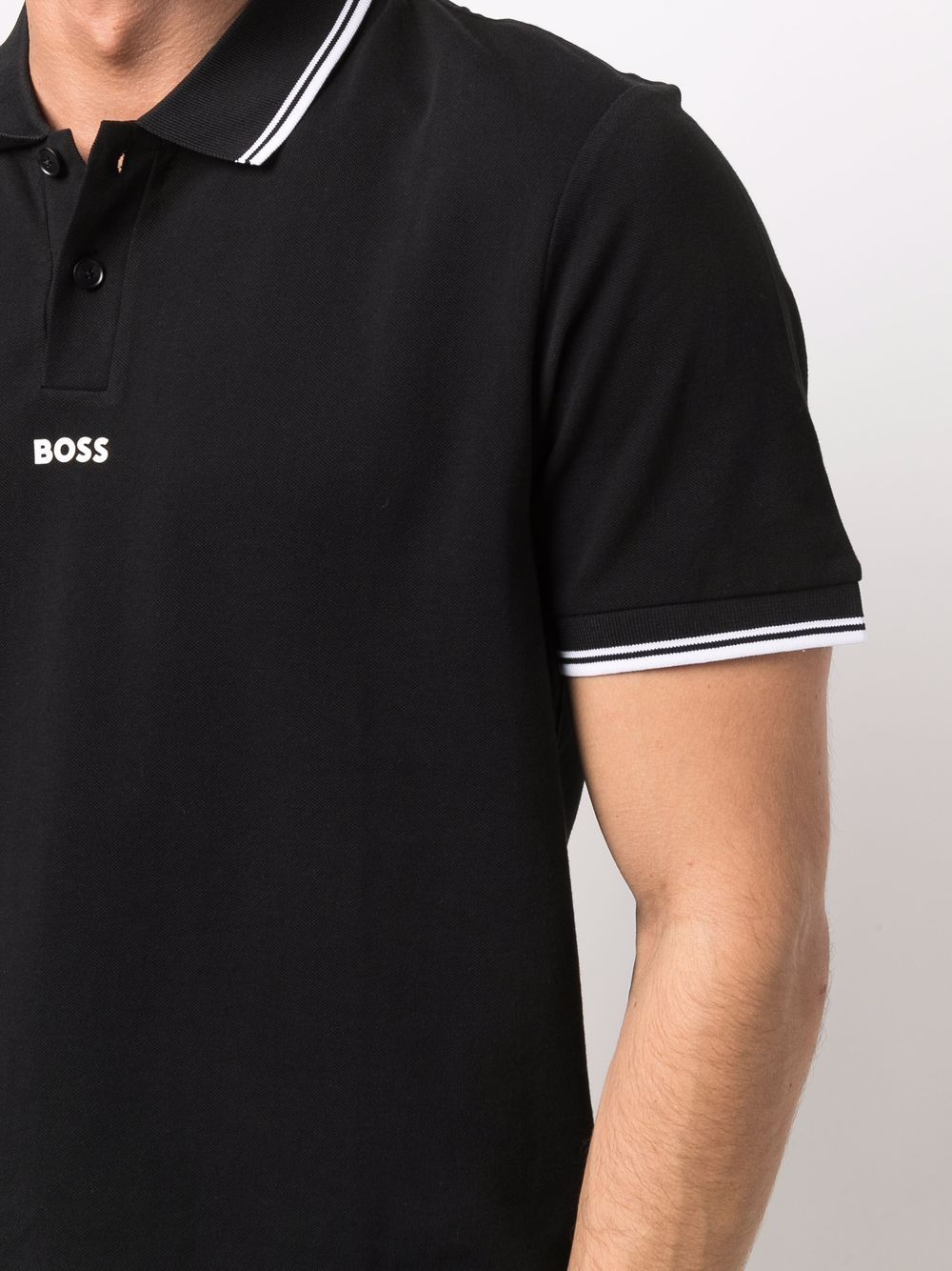 BOSS Logo-print Polo Shirt Black - MAISONDEFASHION.COM