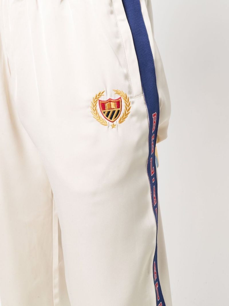 BEL-AIR ATHLETICS embroidered logo crest trousers ecru - MAISONDEFASHION.COM