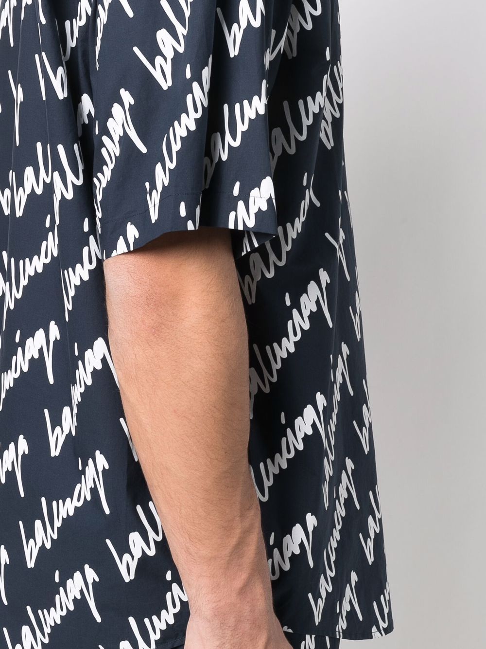 Shop Balenciaga Allover Logo Short Sleeve Shirt Normal Fit  Saks Fifth  Avenue