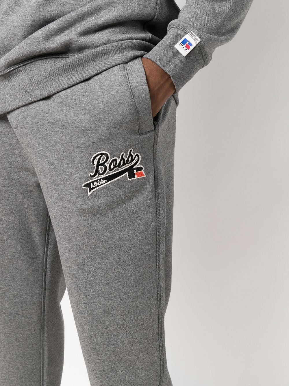 BOSS X RUSSELL ATHLETIC College Logo Sweatpants Grey - MAISONDEFASHION.COM