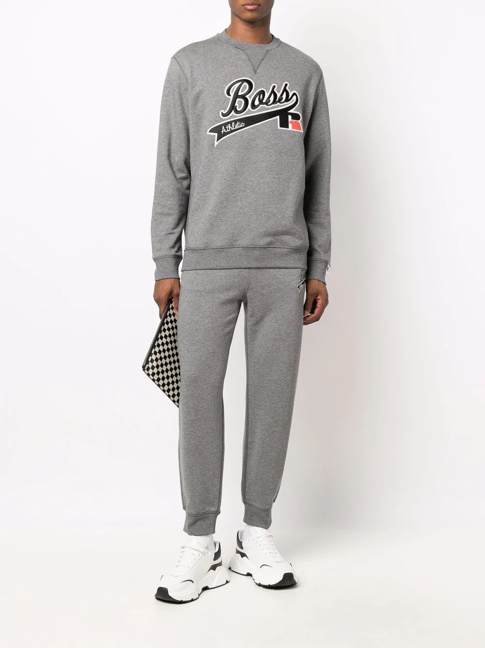 BOSS X RUSSELL ATHLETIC College Logo Sweatpants Grey - MAISONDEFASHION.COM